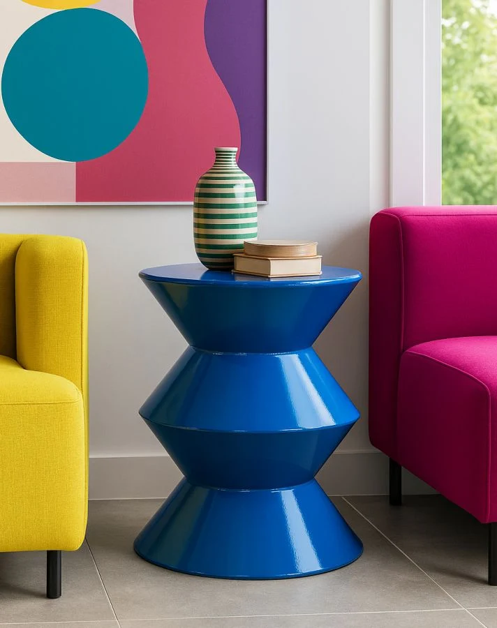 Tavolinetto rotondo in metallo dal design scultoreo moderno - ZAG