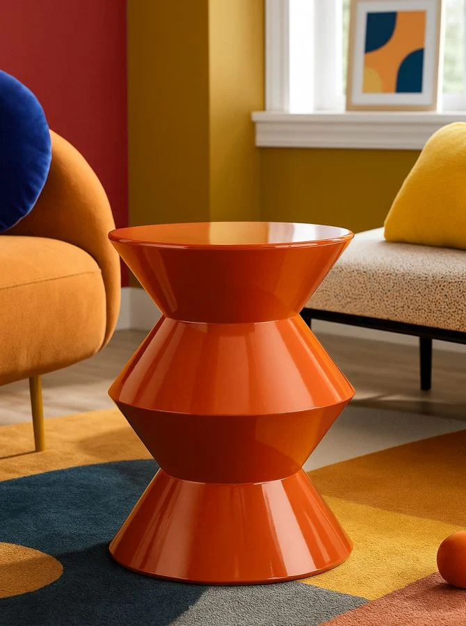 Tavolinetto rotondo in metallo dal design scultoreo moderno - ZAG