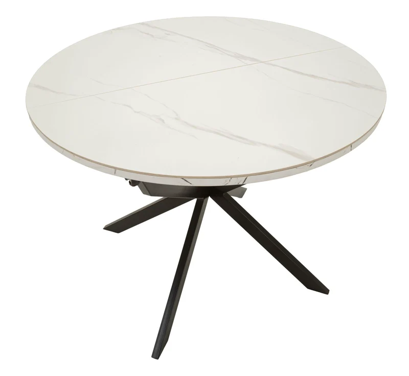 Tavolo da pranzo allungabile rotondo effetto marmo 100 cm - MARTIN