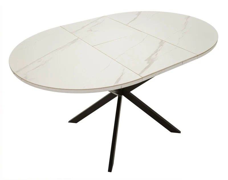 Tavolo da pranzo allungabile rotondo effetto marmo 100 cm - MARTIN
