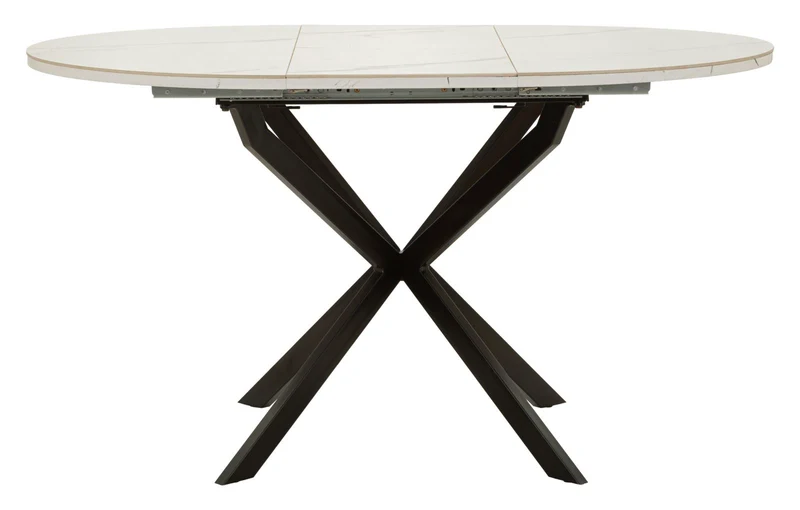 Tavolo da pranzo allungabile rotondo effetto marmo 100 cm - MARTIN