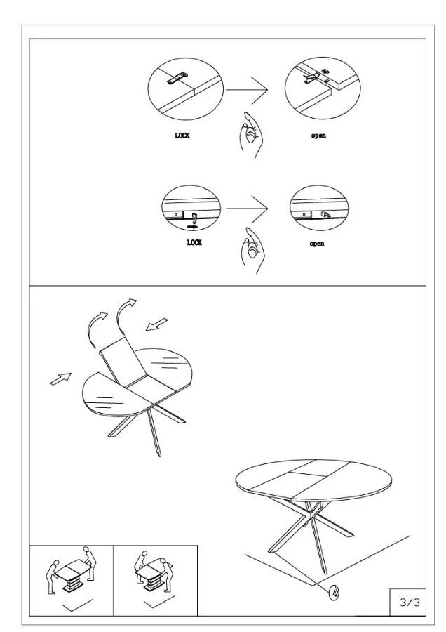 Tavolo da pranzo allungabile rotondo effetto marmo 100 cm - MARTIN