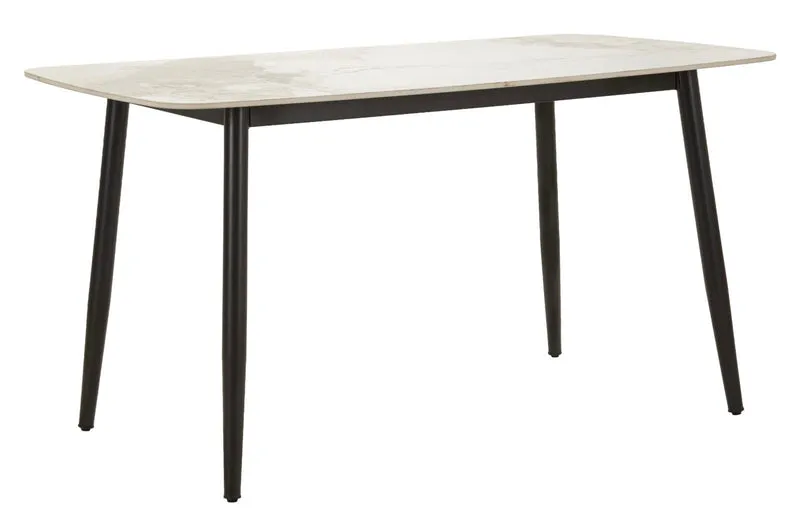 Tavolo da pranzo effetto marmo con gambe in metallo nero 138x78 - JOSH