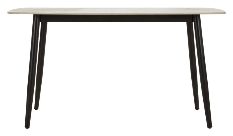 Tavolo da pranzo effetto marmo con gambe in metallo nero 138x78 - JOSH