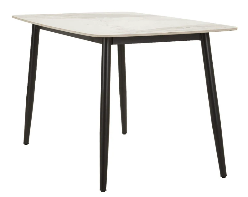 Tavolo da pranzo effetto marmo con gambe in metallo nero 138x78 - JOSH