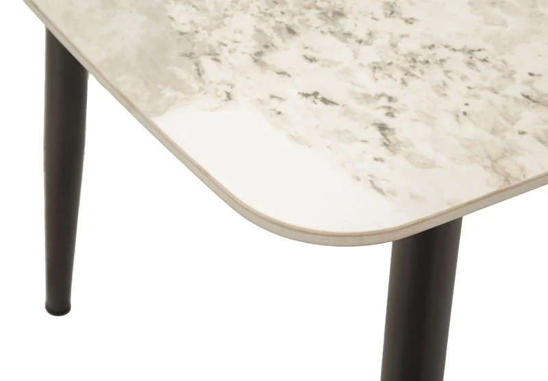 Tavolo da pranzo effetto marmo con gambe in metallo nero 138x78 - JOSH