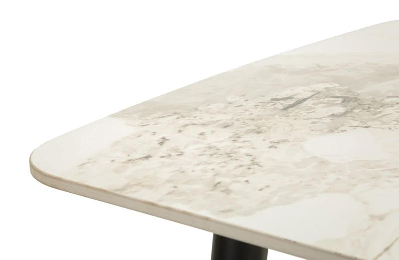 Tavolo da pranzo effetto marmo con gambe in metallo nero 138x78 - JOSH
