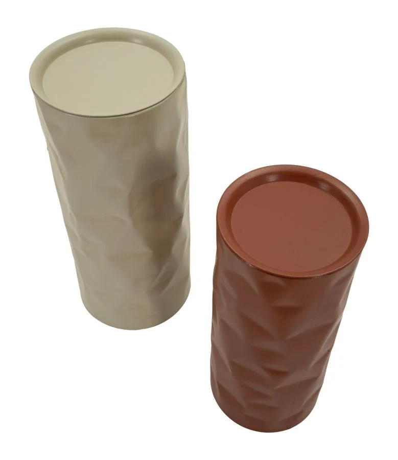 Coppia tavolini rotondi metallo martellato 30x70 e 27x60 cm - NORIMBERGA