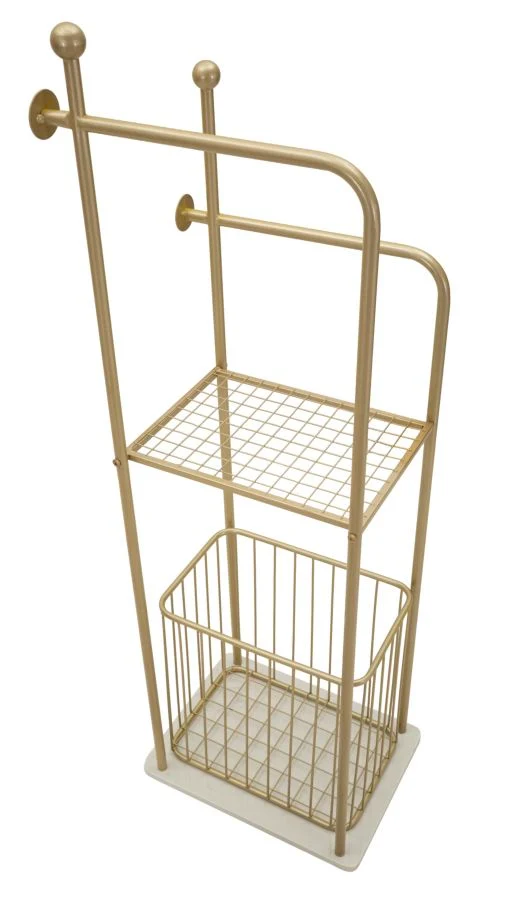 Porta asciugamani da terra in metallo dorato 40x30x121 cm - FLISH