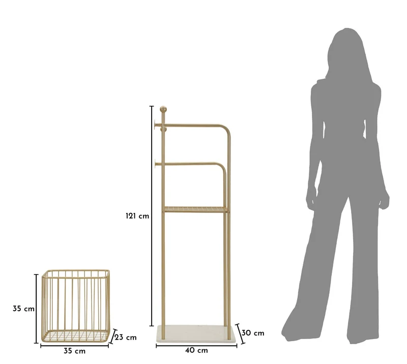 Porta asciugamani da terra in metallo dorato 40x30x121 cm - FLISH