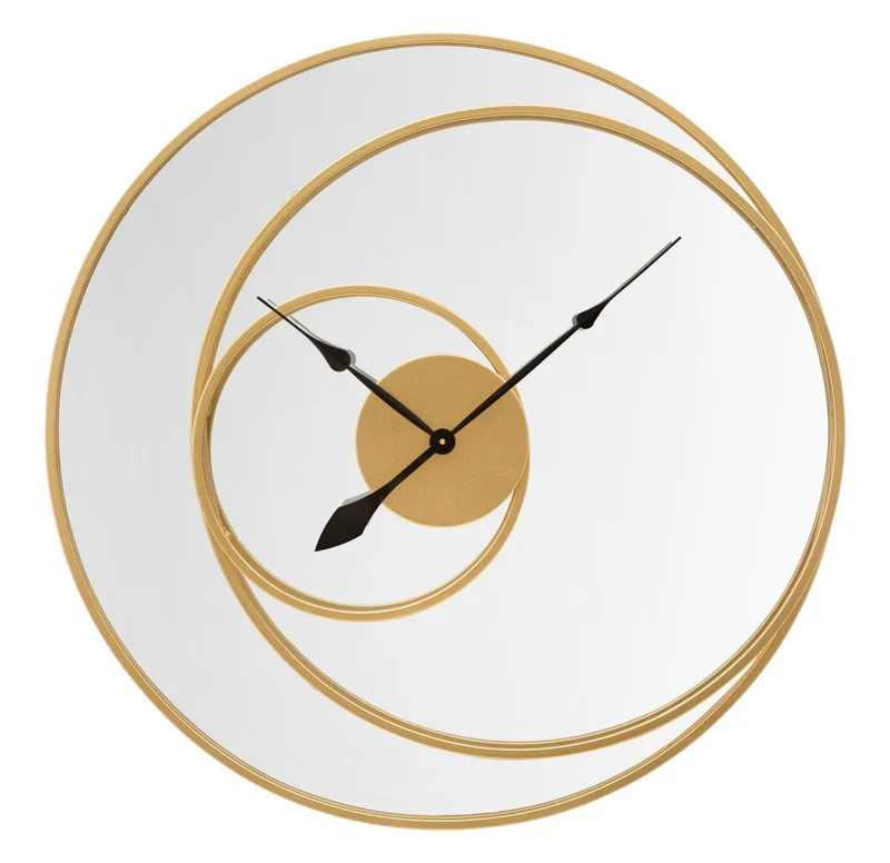 Orologio da parete rotondo con quadrante a specchio in metallo dorato - DECORATIVO