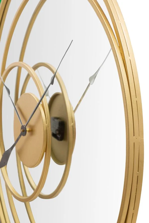 Orologio da parete rotondo con quadrante a specchio in metallo dorato - DECORATIVO