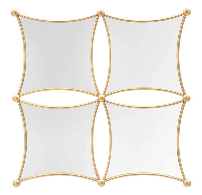 Specchio da Parete Geometrico con Cornice in Metallo Dorato - JALO