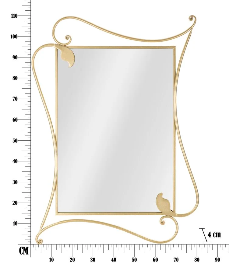 Specchio da parete in metallo dorato forma petalo 80x110 cm - PETAL