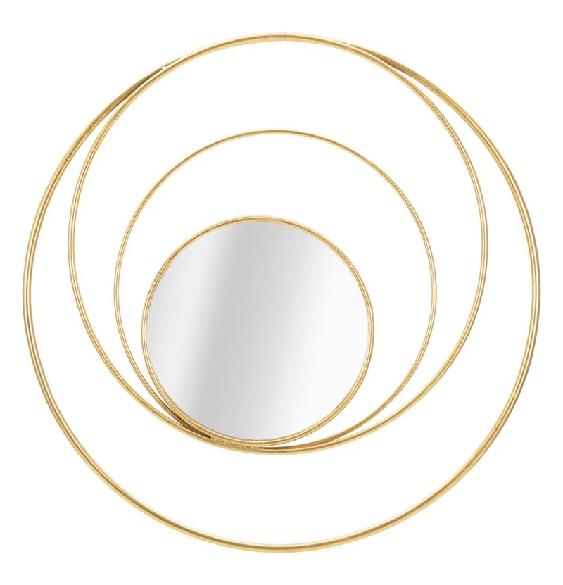 Specchio rotondo da parete con cornice dorata e decoro a vortice - ARC GLAM
