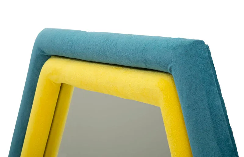 Specchio da parete esagonale con cornice in legno rivestita in tessuto - TOD VELLUTO VERDE