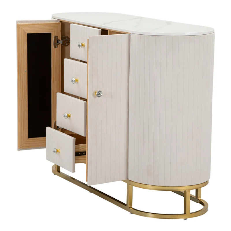 Mobile ingresso con ante cassetti struttura dorata e piano marmo 120 cm - MONTPELLIER