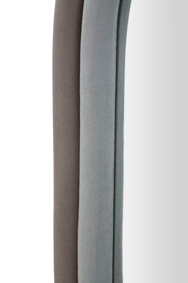Specchio da parete ovale con cornice in legno rivestita in velluto - ANTONY