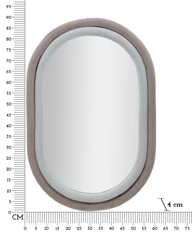 Specchio da parete ovale con cornice in legno rivestita in velluto - ANTONY
