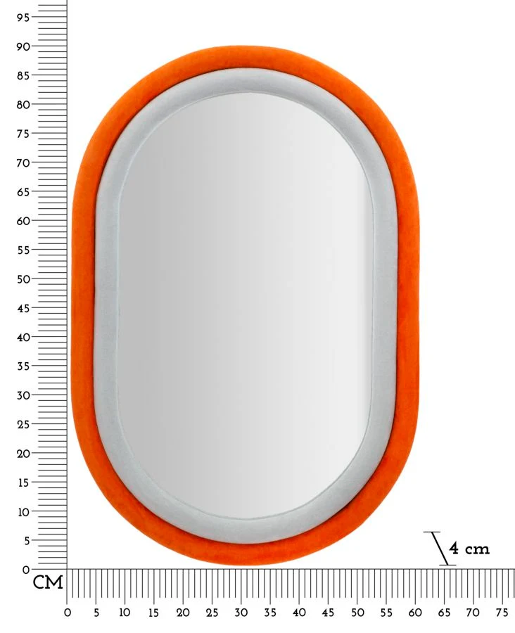 Specchio da parete ovale con cornice in legno rivestita in velluto - ANTONY