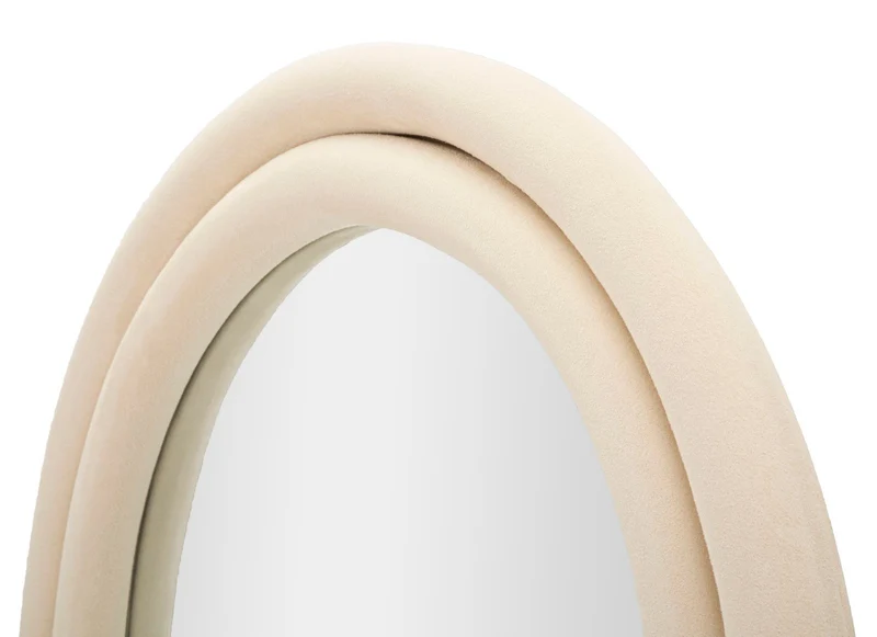 Specchio da parete con cornice in legno rivestita in velluto ad arco - CLOE