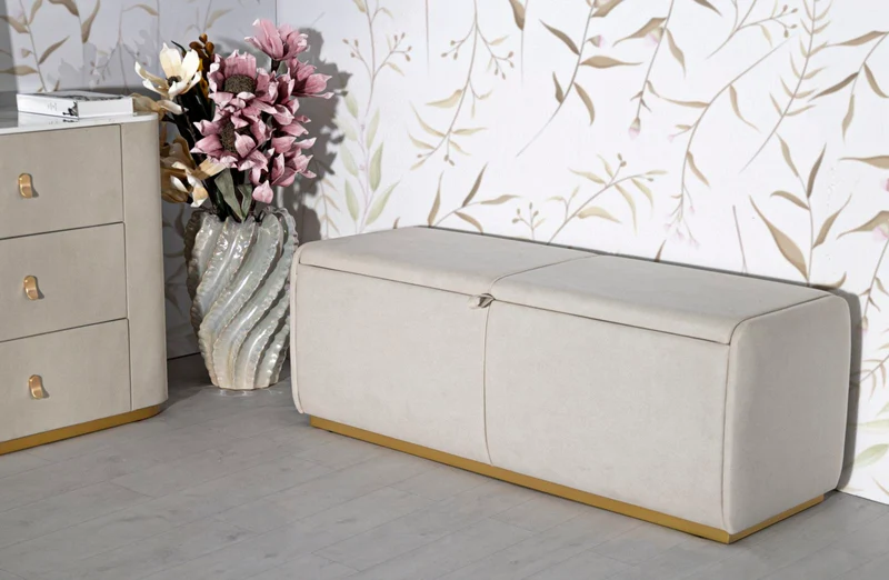 Panca contenitore imbottita 130x45x45 cm per camera da letto - BAUTY