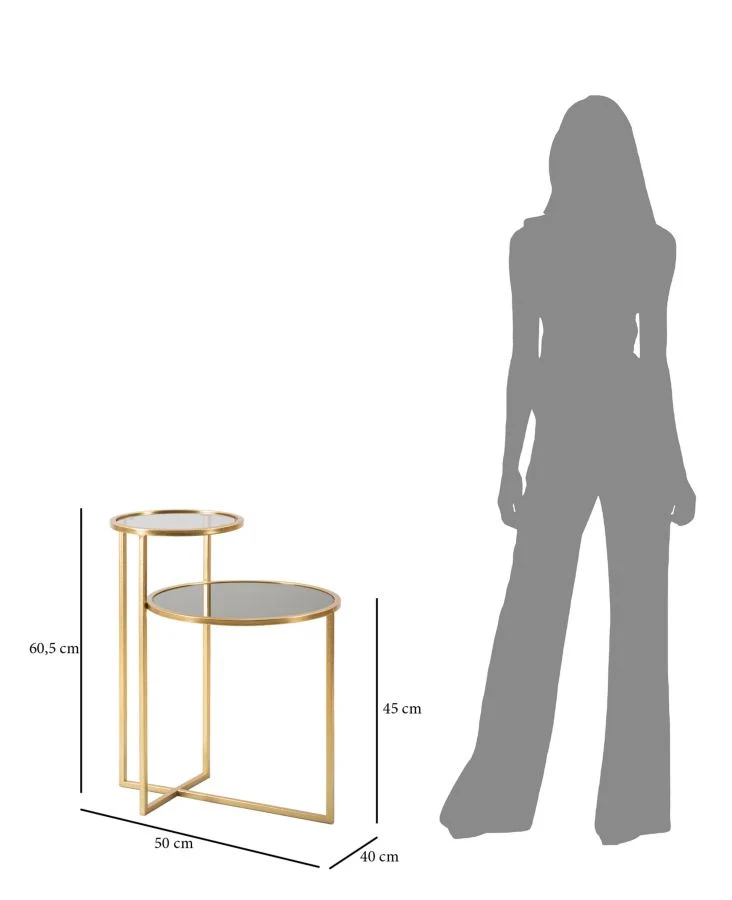 Tavolino a 2 ripiani 50x40x60,5 cm da salotto - TAVOLINETTO 2 LEVELS