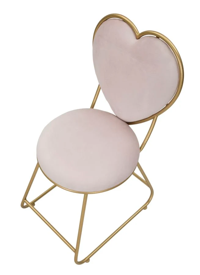 Sedia in metallo dorato con schienale a cuore imbottito in tessuto - HEART