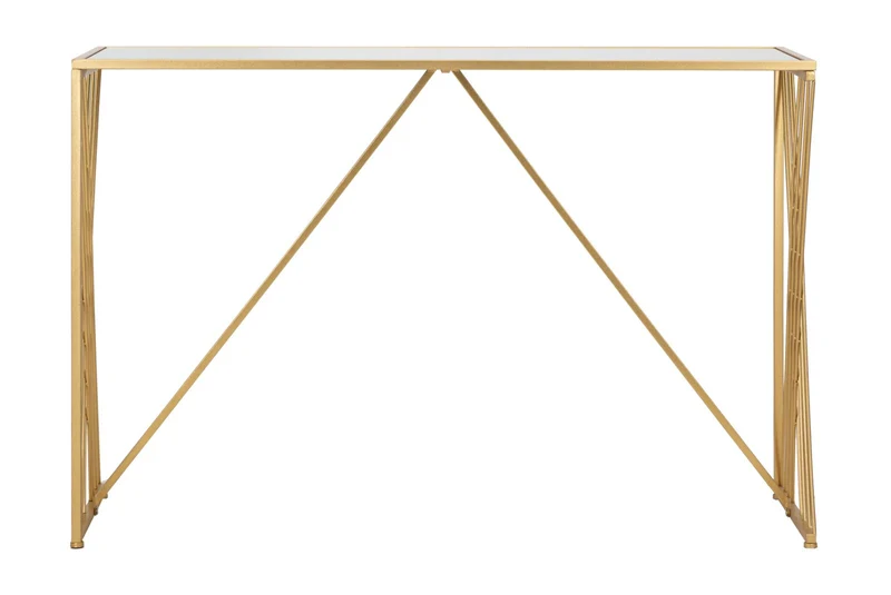 Console in Metallo Dorato con Piano in Vetro Specchio 120x40x80 - EASY