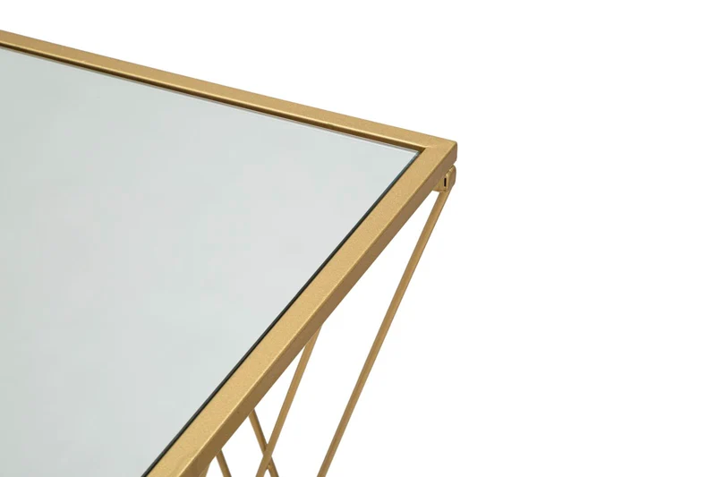 Console in Metallo Dorato con Piano in Vetro Specchio 120x40x80 - EASY