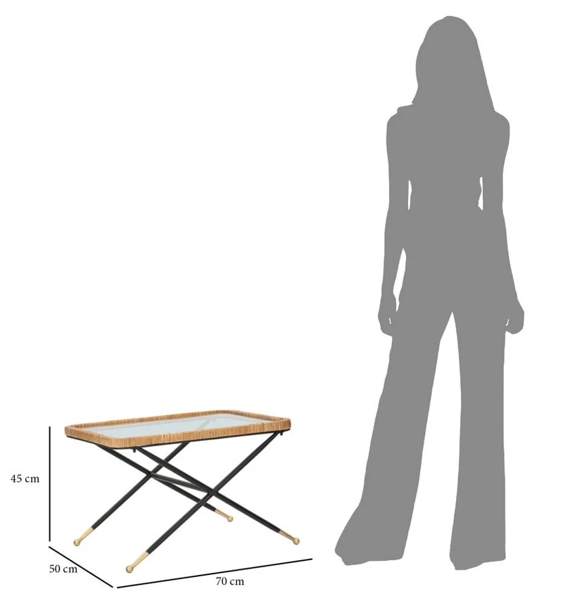 Tavolino da caffè rettangolare in stile moderno 70x50x45 cm - SAINT BARTH