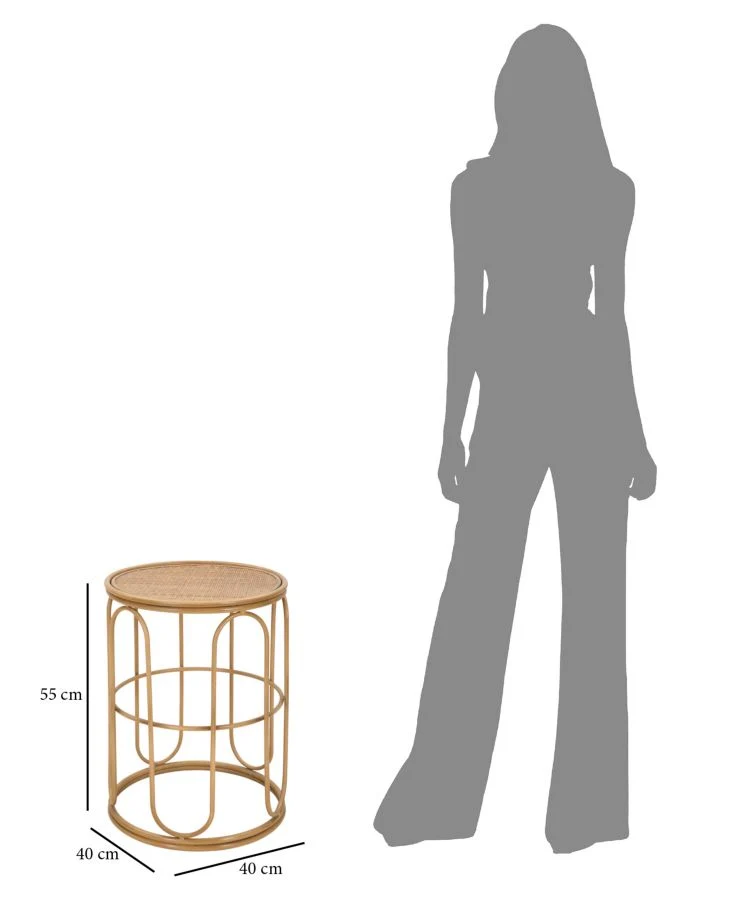 Tavolino rotondo da salotto in stile etnico 40x55 cm - SAMUI