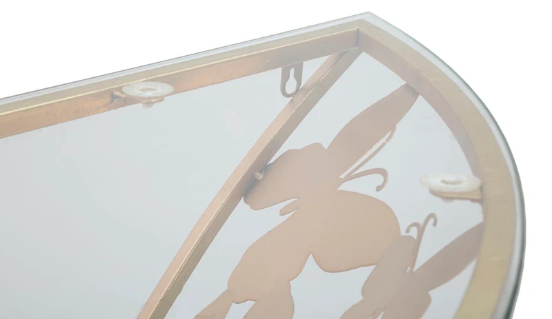 Console da parete semicircolare in metallo dorato con piano in vetro - BUTTERFLIES