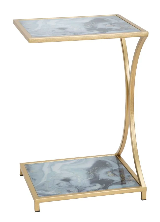 Tavolino quadrato in metallo dorato con piano in marmo - GLAM LEVEL