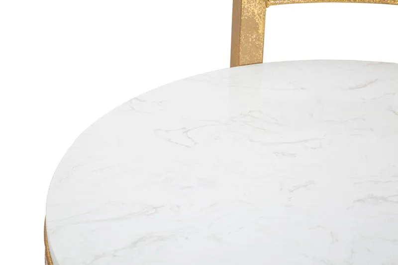 Tavolino rotondo in marmo bianco con struttura in metallo dorato - ROUND MARBLE