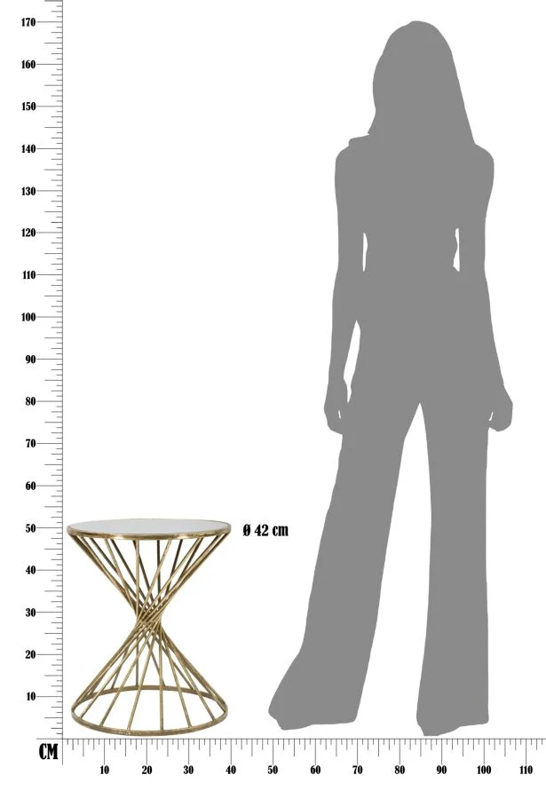 Tavolino rotondo in metallo dorato e vetro diametro 42 cm - GLAMOPPIA