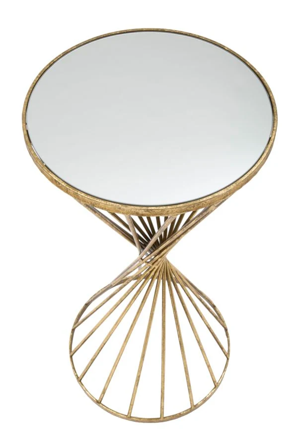 Tavolino rotondo in metallo dorato e vetro diametro 35 cm - HYPNOS