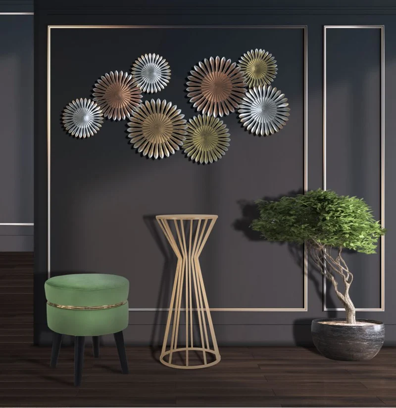Tavolino portatelefono rotondo in metallo dorato 38x100 cm - STICK GLAM
