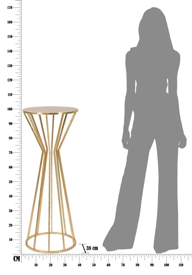 Tavolino portatelefono rotondo in metallo dorato 38x100 cm - STICK GLAM
