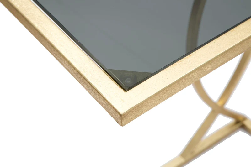 Tavolino da divano in metallo dorato e vetro stile glam - GLAM