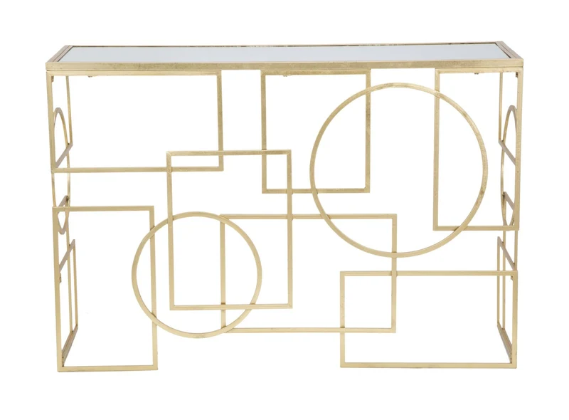 Console in Metallo Dorato con Piano in Vetro Specchiato 120x41x81 - MARIE