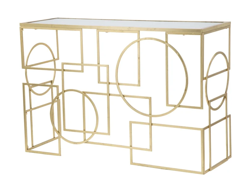 Console in Metallo Dorato con Piano in Vetro Specchiato 120x41x81 - MARIE