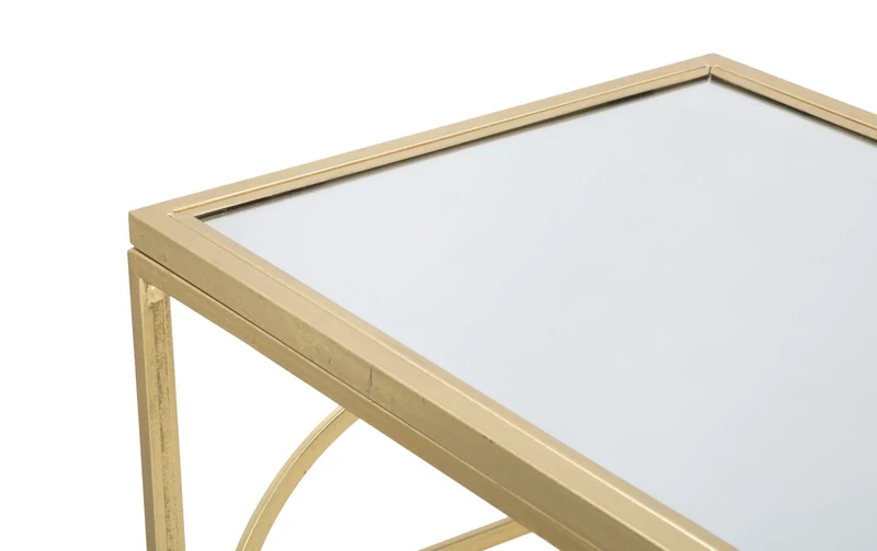 Console in Metallo Dorato con Piano in Vetro Specchiato 120x41x81 - MARIE