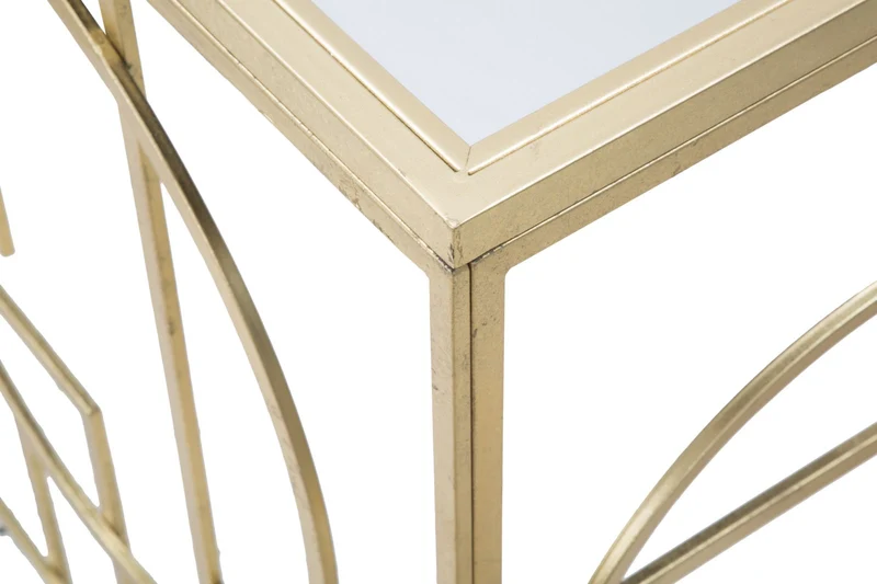 Console in Metallo Dorato con Piano in Vetro Specchiato 120x41x81 - MARIE