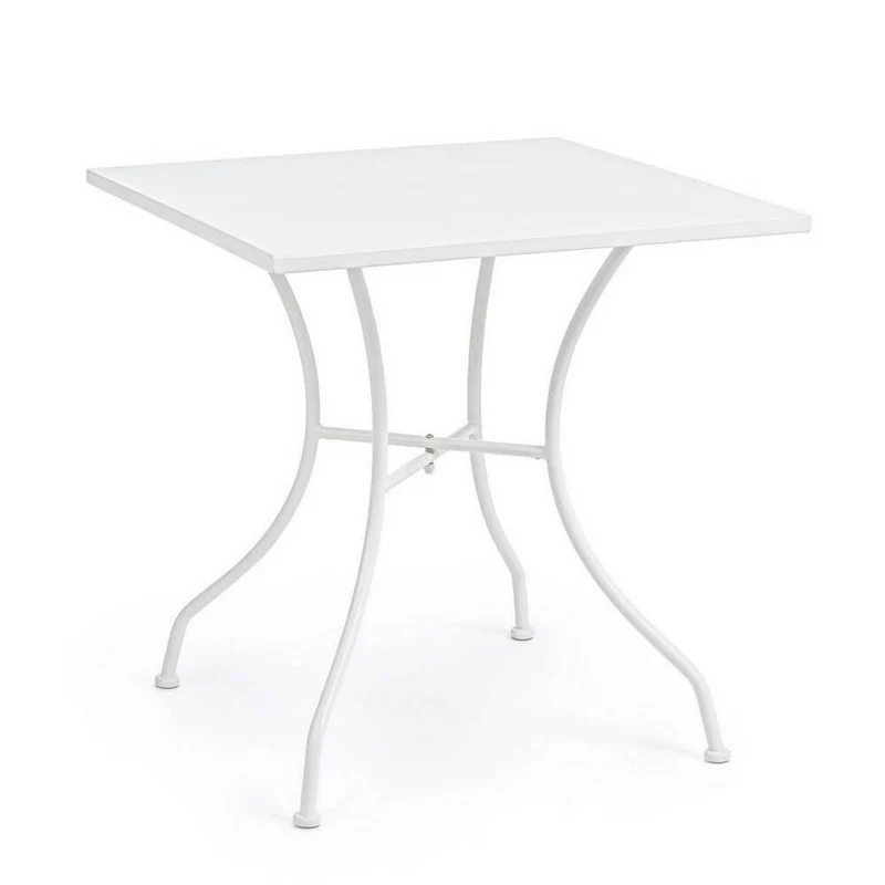 Tavolo da Giardino Quadrato in Acciaio Bianco 70x70 cm - DELICATE