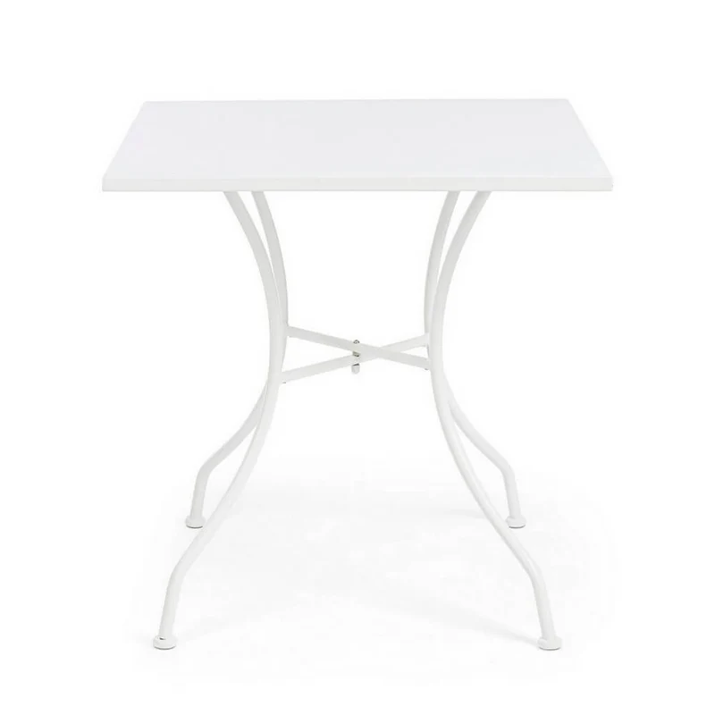 Tavolo da Giardino Quadrato in Acciaio Bianco 70x70 cm - DELICATE