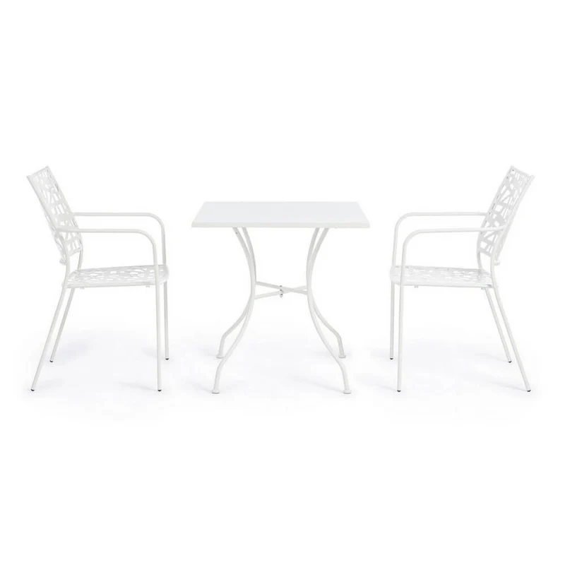 Tavolo da Giardino Quadrato in Acciaio Bianco 70x70 cm - DELICATE