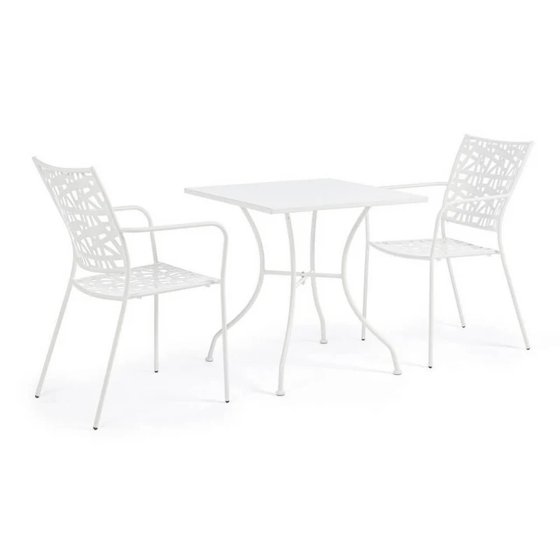 Tavolo da Giardino Quadrato in Acciaio Bianco 70x70 cm - DELICATE