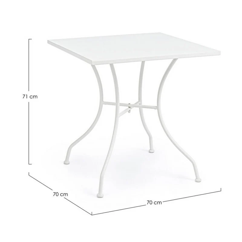 Tavolo da Giardino Quadrato in Acciaio Bianco 70x70 cm - DELICATE