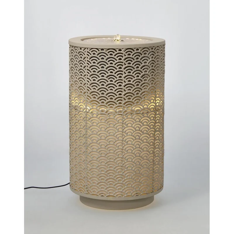 Fontana da Tavolo Cilindrica in Metallo Traforato con LED - BLOSSOM